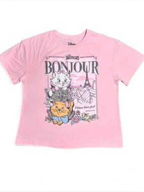 Disney The Aristocats Pink Graphic Junior Size XL Fits Womens Large